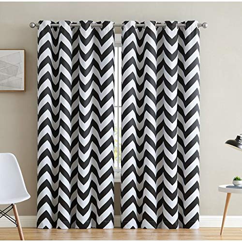 StyleWorth 1 Piece Black and White 3D Digital Printed 260 GSM Polyester Darkening Blackout Curtain Grommets 9 feet, 52'' x 108'' inch, 90% Light Blocking 9 Feet Long Door