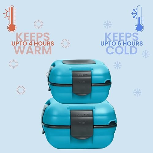 Miniatura 3 de Pinnacle Lonchera inulada a prueba de fugas para niños y adultos, contenedor térmico de acero inoxidable para la escuela, juego de 2 tamaños (azul,