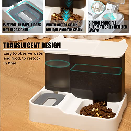 Kathson All-In-One Automatic Cat Feeder And Water Dispenser Set Gravity Cat Food And Water Bowl Set Automatic Pet Feeder And Water Dispenser For Small Dogs Puppy Cats Pets(Grey) #TOP3