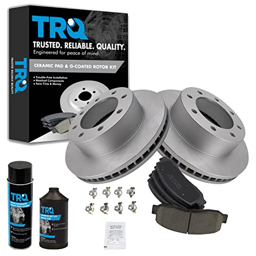 TRQ Front Brake Pad & Rotor Kit Brake Chemical Kit Brake Pads Brake Rotor Ceramic Premium G-Coated Compatible with 2005-2012 Ford F-250 Super Duty F-350 Super Duty