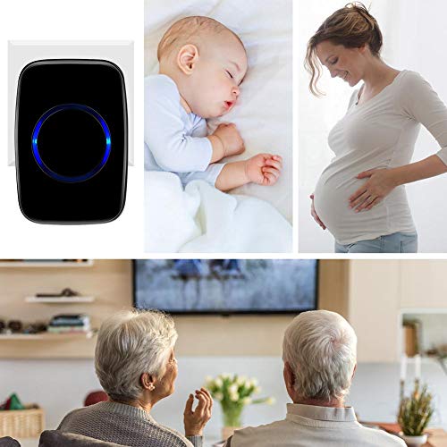 AUNMAS Campainha sem fio, kit de campainha de campainha de porta - 2 receptores de plugue e 1 bateri