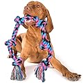 Extra Large Dog Toys Rope For Aggressive Chewers - 110 cm, 6 Knot Tough Rope Chew Toys For Large Dogs, Indestructible Cotton Rope For Large And Medium Breed Dog Tug Of War Dog Toy Teeth Cleaning