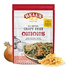Bells Fresh Fried Onions 6 oz Bag Crispy & Flavorful Topping for Green Bean Casserole, Burgers, Salads & More Classic New England Style Resealable Bag