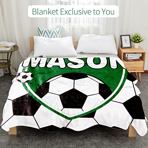Image of Custom Soccer Blanket with Name for Boys Personalized Name Blanket for Kids