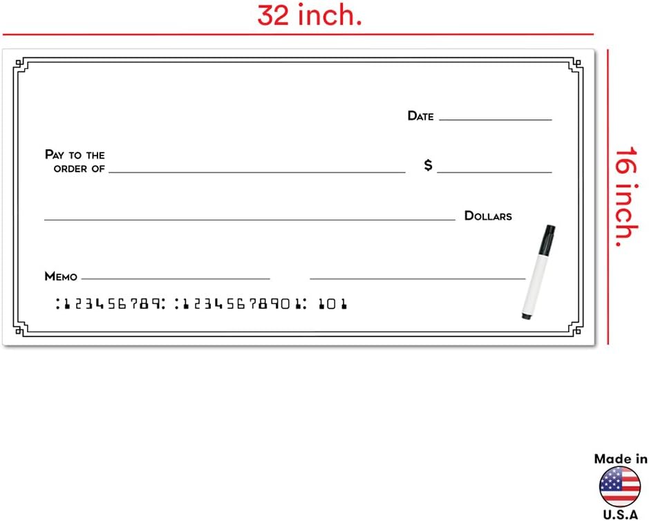 Giant Fake Check for Endowment Award - 16" x 32" - Large Novelty Presentation Checks Plaque - Blank Big Reward Prize Spin Wheel Donation - Raffle Fundraising Winners Celebration : Office Products