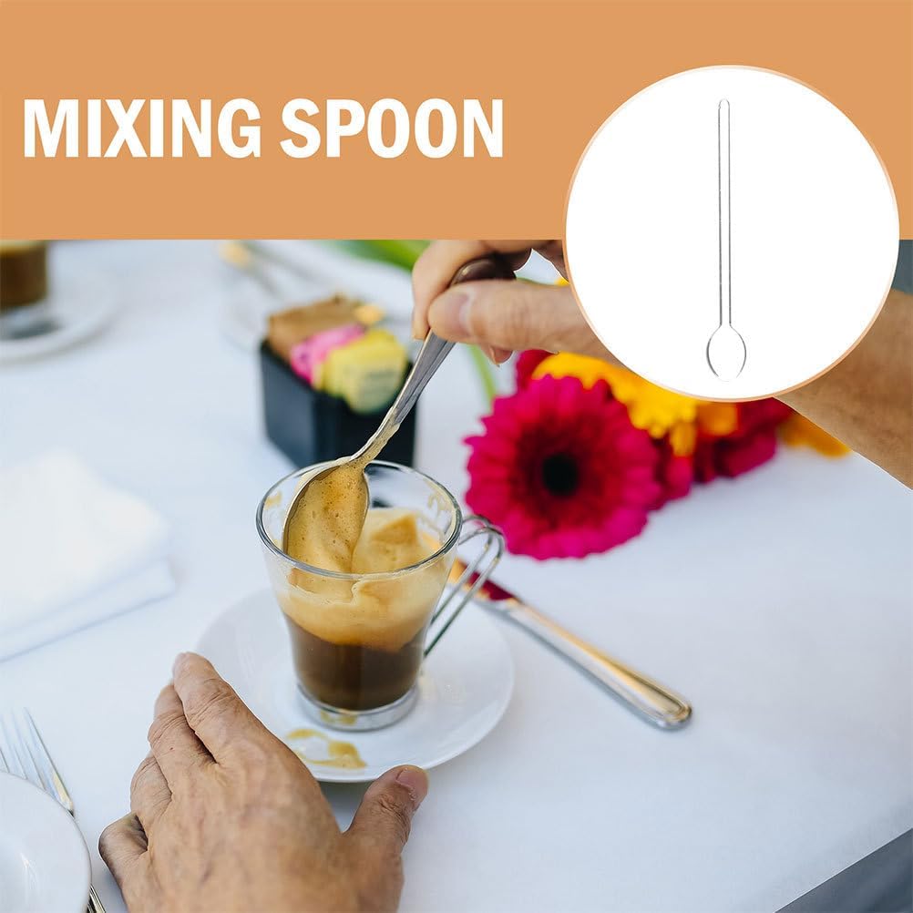 Glass Mixing Spoon 5.59 Inch Long Handled Heat-Resistant Stirring Spoon for Coffee Dessert Milk Cocktails Iced Tea and Cold Drinks