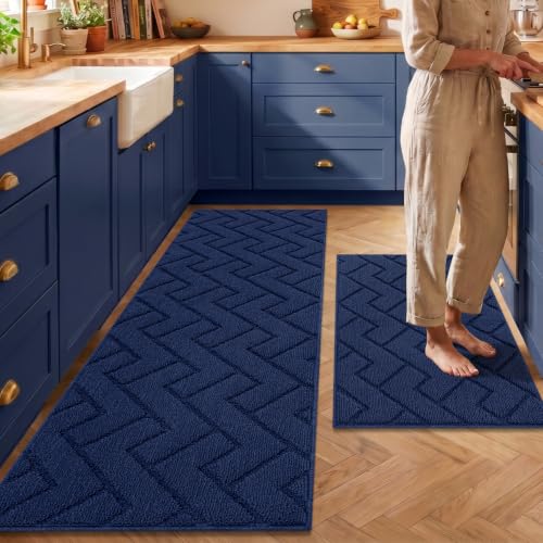 Image of hicorfe Kitchen Runner Rug,20 inchx59 inch+20 inchx32 inch Kitchen Set,Non-Slip Kitchen Mat
