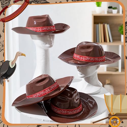 Image of Xtinmee 12 Pieces Cowboy Hats Bulk Adult Cowboy Hats Party Pack Western Cowboy Hat Costume Accessories Western Rodeo Party Supplies