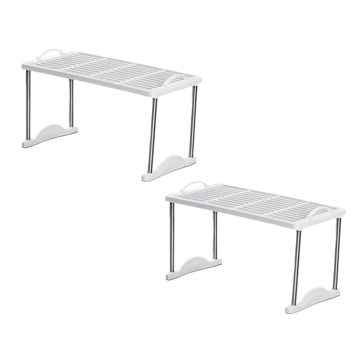 Housoutil Scaffale Portaoggetti in Metallo 2 Pezzi Supporto di Stoccaggio Multiuso Bianco 42X22X22 CM per Cucina e Bagno Mensola da Pavimento Resistente per Condimenti e Utensili
