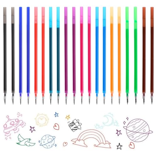 Erasable Pen Refills for Legami 20 Pcs 0.7mm Gel Ink Refills Compatible with Legami Erasable Pen Multicolor Smooth Writing Pen Refills Thermo-Sensitive Ink Replacement for Lega/mi Pens