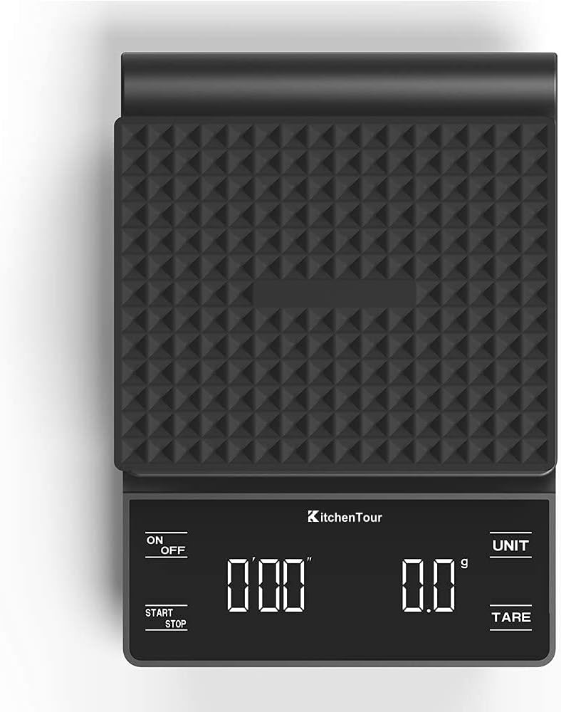 KitchenTour Coffee Scale with Timer 3kg/0.1g High Precision Pour Over Drip Espresso Scale with Back-Lit LCD Display (Batteries Included)
