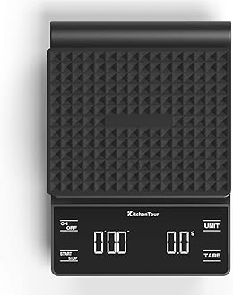 K KitchenTour Coffee Scale with Timer 3kg/0.1g High Precision Pour Over Drip Espresso Scale with Back-Lit LCD Display (Batteries Included), Black