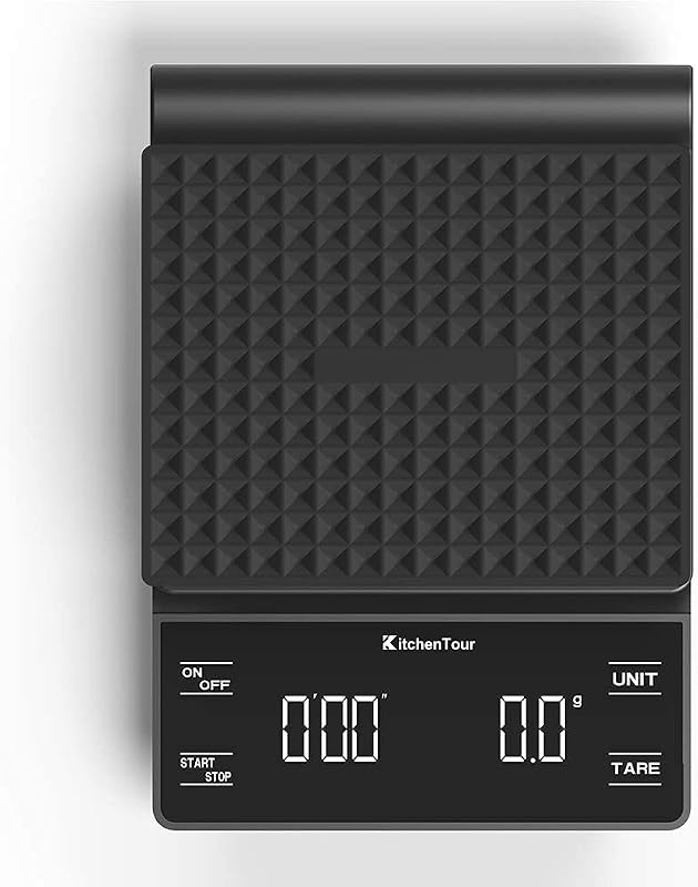KitchenTour Coffee Scale with Timer 3kg/0.1g High Precision Pour Over Drip Espresso Scale with Back-Lit LCD Display (Batteries Included)