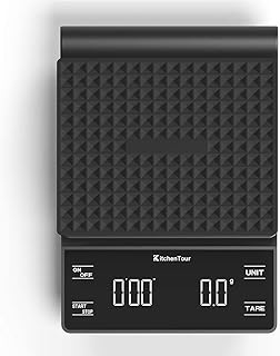 KitchenTour Coffee Scale with Timer 3kg/0.1g High Precision Pour Over Drip Espresso Scale with Back-Lit LCD Display (Batteries Included)