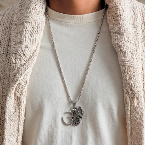 Image of THE MEN THING - Sanatan Divine Symbols Oxidised Pendant Necklace with 24inch Round Box Chain for Men & Boys