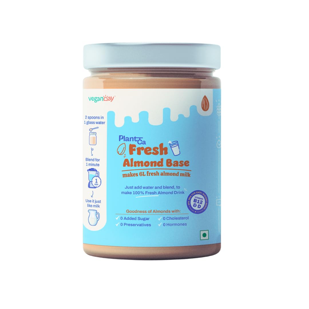 VeganDay Almond Base (makes 6L Almond Milk) | Fresh, Unsweetened & Plant-Based (PlantCa) | Just add water & blend | Dairy-free, Lactose-free | Zero added sugar, Zero Cholesterol, Zero Preservatives (6L Pack)-image-4