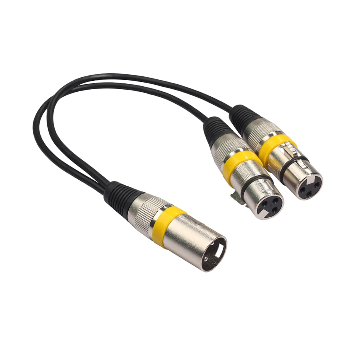 Toyvian Cavo Microfono Splitter Xlr Maschio a Doppio Xlr Femmina 0,3 Metri Rinforzo e Audio Bilanciato in Plastica e Metallo, 3 Pezzi per Microfoni e Illuminazione da Palco