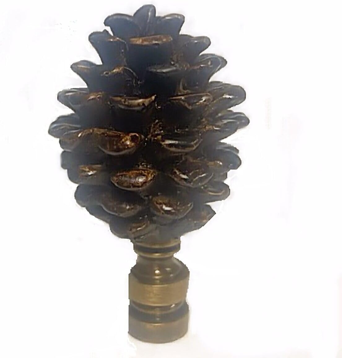 PINECONE SHADE FINIAL ANTIQUE BRASS - FINIAL THREAD- RESIN AND METAL FT-61