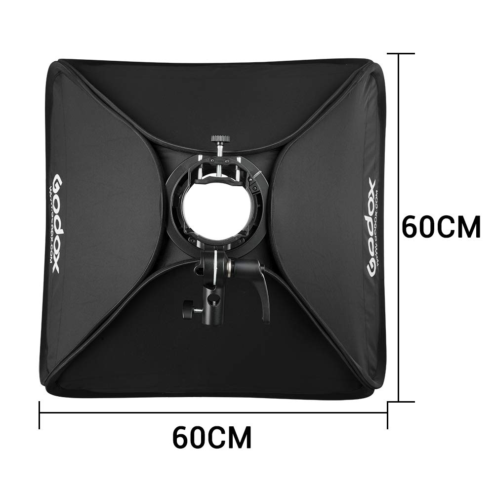 Godox SGGV6060 - Softbox pieghevole con staffa flash S2, 60 x 60 cm, softbox con griglia con supporto Bowens per Godox AD400PRO AD200PRO AD200 V1 V1Pro V100 V860III TT685II TT350 Series