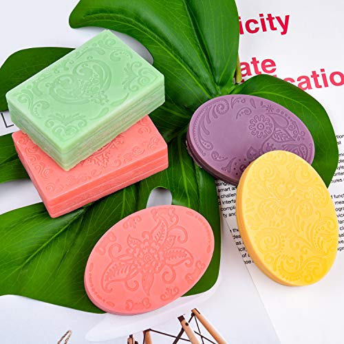 2 Pcs SJ Silicone Soap Molds, 12-Pattern, Rectangle & Oval, Hand Soap Silicone Molds for Kids, Non-Stick & BPA Free (Blue & Mint Green)