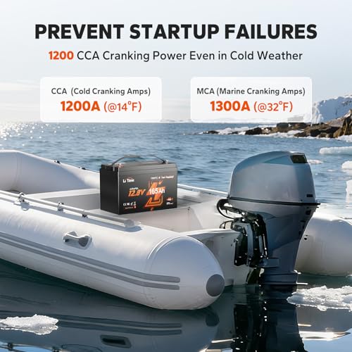 Image of Litime 12V 165Ah Dual Purpose LiFePO4 Lithium Marine Starting Battery, 1200CCA, Deep Cycle Cranking & Storage Battery for Boat, Group 31, Compatible with Yamaha, Mercury, Honda, Suzuki, Evinrude
