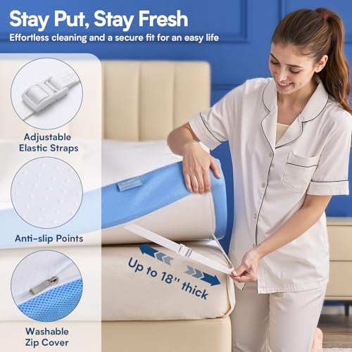 Grbsy Extra Firm Mattress Topper King Size, 2026 Upgraded 3 Inch 7-Zone Egg Crate Cooling Gel Memory Foam Bed Topper for Pressure Relief and Back Pain, Bamboo Charcoal Mattress Pad, Washable Cover by Grbsy - Image 6