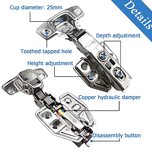 image for Bestgle 4 Pcs Cabinet Hinge Kitchen Cupboard Hinge Set Stainless Steel