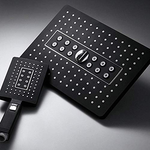 Conjunto de ducha para baño negro Booster Thermostat control de temperatura pantalla LED 4 funciones sistema de ducha de mano rociador cuadrado superior barra con grifo bidé cabezales de ducha fijos miniatura 6