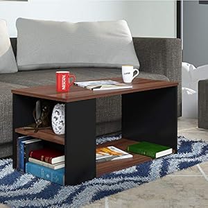 Klaxon Senin Coffee Table – Asian Walnut & Black – 90cm*45cm*45cm