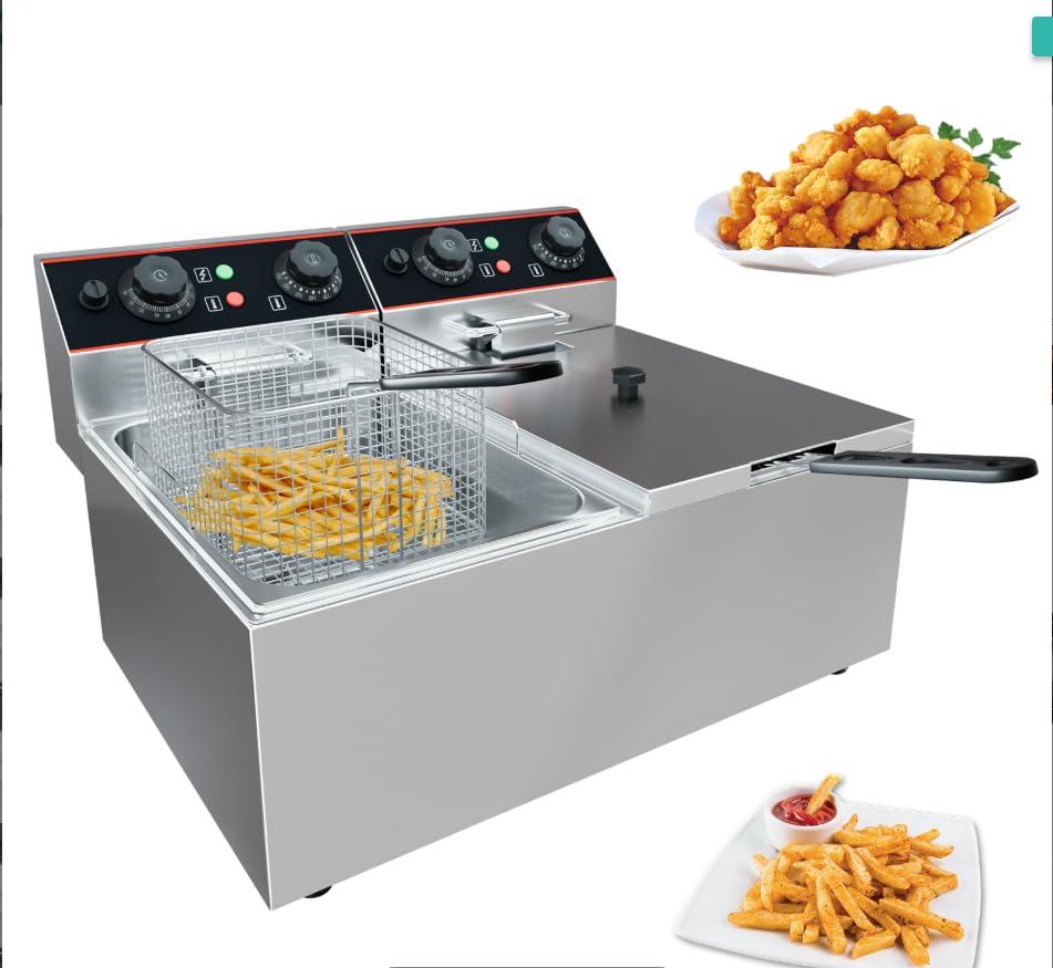 Commercial Stainless Steel Electric Deep Fryer, 8l Single Cylinder Fryer with Basket, Oil Pot &amp; Burner Guard, Efficient Constant Temperature Frying for Restaurants &amp; Fast Food Shops