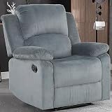 CANMOV Manual Recliner Chair, Soft Fabric Overstuffed Recliner Single Sofa Chair for Living Room, Heavy Duty and Safety Reclining Mechanism (Grey)