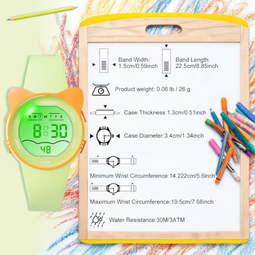 Image of Kids Digital Analog Watches for Girls Boys, 7 Color Lights Waterproof Cute Wristwatches for Kids with Alarm Stopwatch, Great Present for Girls Boys Ages 5-13