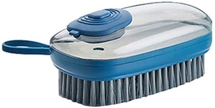 HEXONIQ Kitchen Cleaning Brush, Bathroom Brush for Cleaning Metal Cookware, Clothing, Bathtub, Multifunctional Liquid Soap Dispenser Laundry Brush Soft Bristles Shoe Brush, Abs Plastic Brush (Blue)