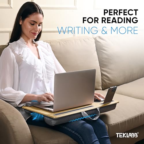 Image of Big Lap Desk Pillow | Wooden Laptop Stand | Portable Lap Desk for Home, Office, and Travel Comfortable workspace for Maximum Productivity (Big)