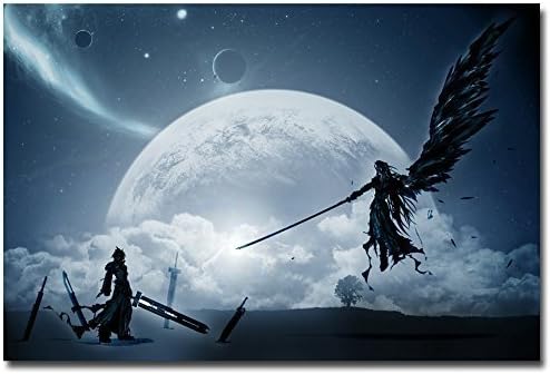 Lawrence Painting Cloud Vs Sephiroth Final Fantasy Xv Game Art Canvas Poster Print Pictures For Bedroom Living Room Decor4 43x32 inch