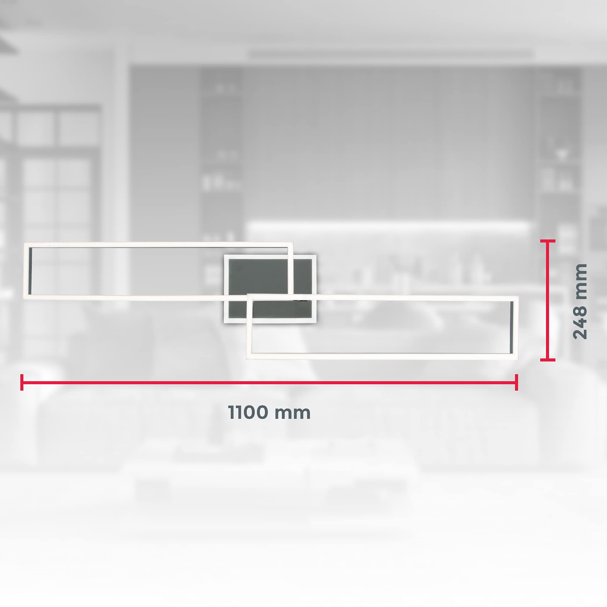 B.K.Licht - LED Deckenlampe mit Fernbedienung, beleuchtete Auflage, einstellbar von warmweiß bis kaltweiß, Deckenleuchte, LED Lampe, Wohnzimmerlampe, Schlafzimmerlampe, 110x24,8x8 cm, Chrom-Alu