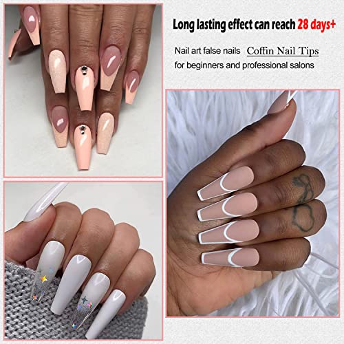 Magic Armor 550Pcs Coffin Nail Tips Clear Fake Nails Long Ballerina Nails For Press On Nails And Acrylic Nails, Full Cover False Nails With Nail Glue Nail Files Nail Clippers 10 Sizes Soak Off Nail Tips #TOP1