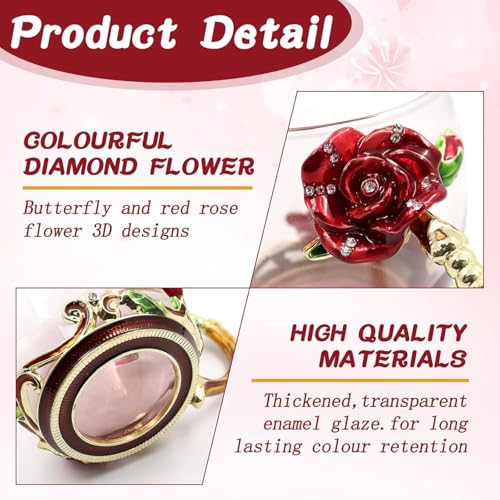 Image of 1PCS Enamels Butterfly Flower Tea Cup, Glass Coffee Mugs with Spoon, Gifts for Birthday Valentines Mothers Day Graduation Christmas, Presents for Women Wife Mom Girls Teacher Friends, 350 ml