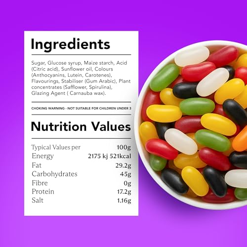 Jelly Beans Sweets -1kg - Retro Jelly Beans Assorted Sweets Pick and Mix for Sharing, Gifts, and Parties, 1 Kilo Bulk Bag. From Bentley & Ackerman Sweet Shop.