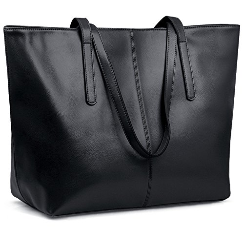 Jack&Chris Large Tote Bag Leather Shoulder Purses and Handbags on Clearance for Women, WBDZ038(Black)