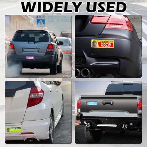 Image of 4Pcs Newbie Magnetic Yellow Car Stickers, Beginner Magnet Supplies for Car Student Driver Sign, Lovely New Driver Sticker Supplies Suitable for Keeping a Safe Distance on The Road
