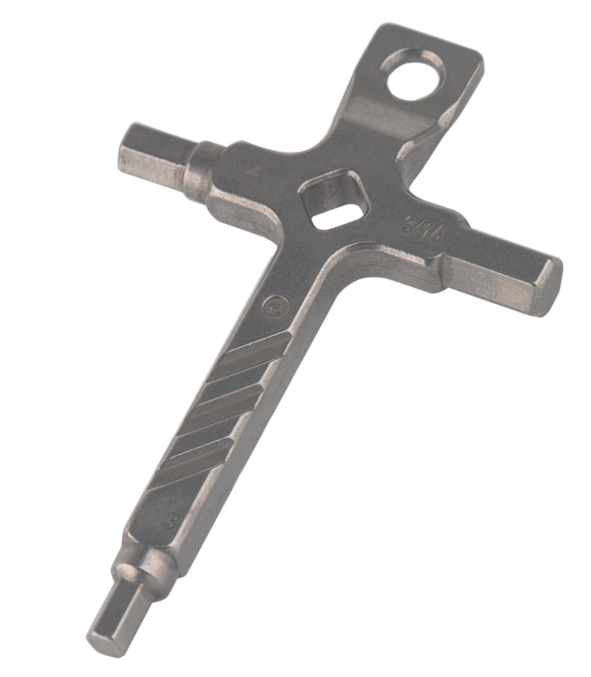 Rigdance Hex Key Allen Wrench Photography EDC Multi-tool 4-in-1 Set (3mm, 4mm, 3/16, Flat Head Screw Driver), Stainless Steel, Cross-Handle (Silver)