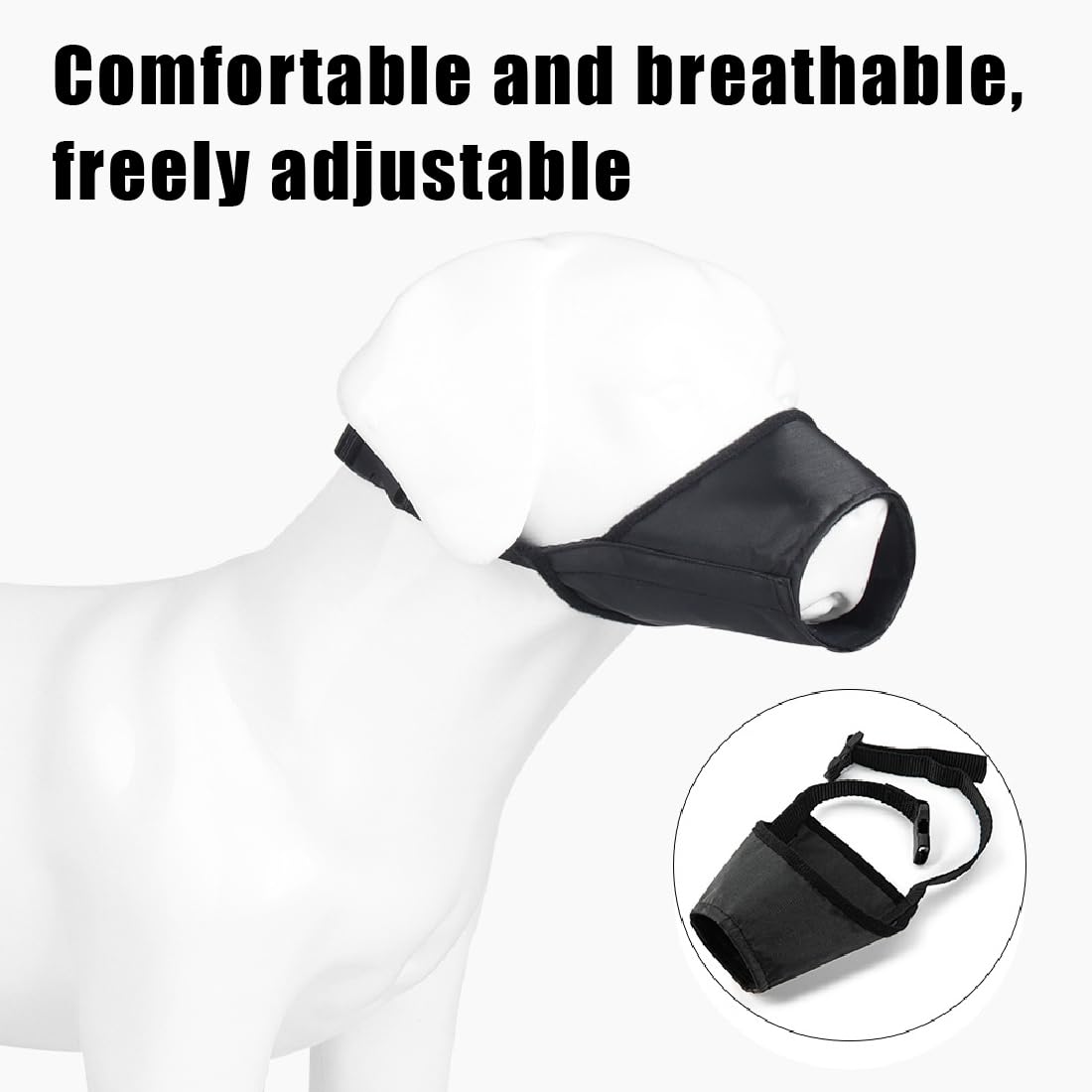 Museruola Per Cani A Rete Morbida - Regolabile, Traspirante, Anti-Morso, Con Cinturino Riflettente - Foto 4