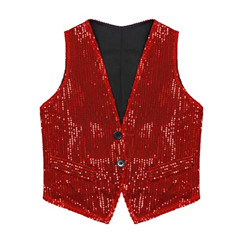 renvena Kids Boys Girls Glittering Sequins Performance Vest Sleeveless Jazz Hip Hop Street Dance Waistcoat3