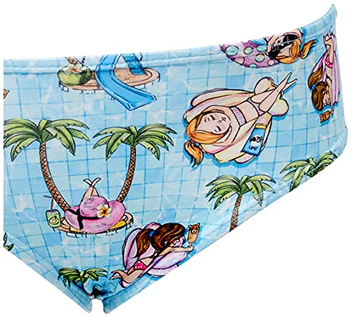 Biquíni Infantil Alcinha Estampado FPS 50, Quimby, Meninas, Azul Claro, 6 Anos