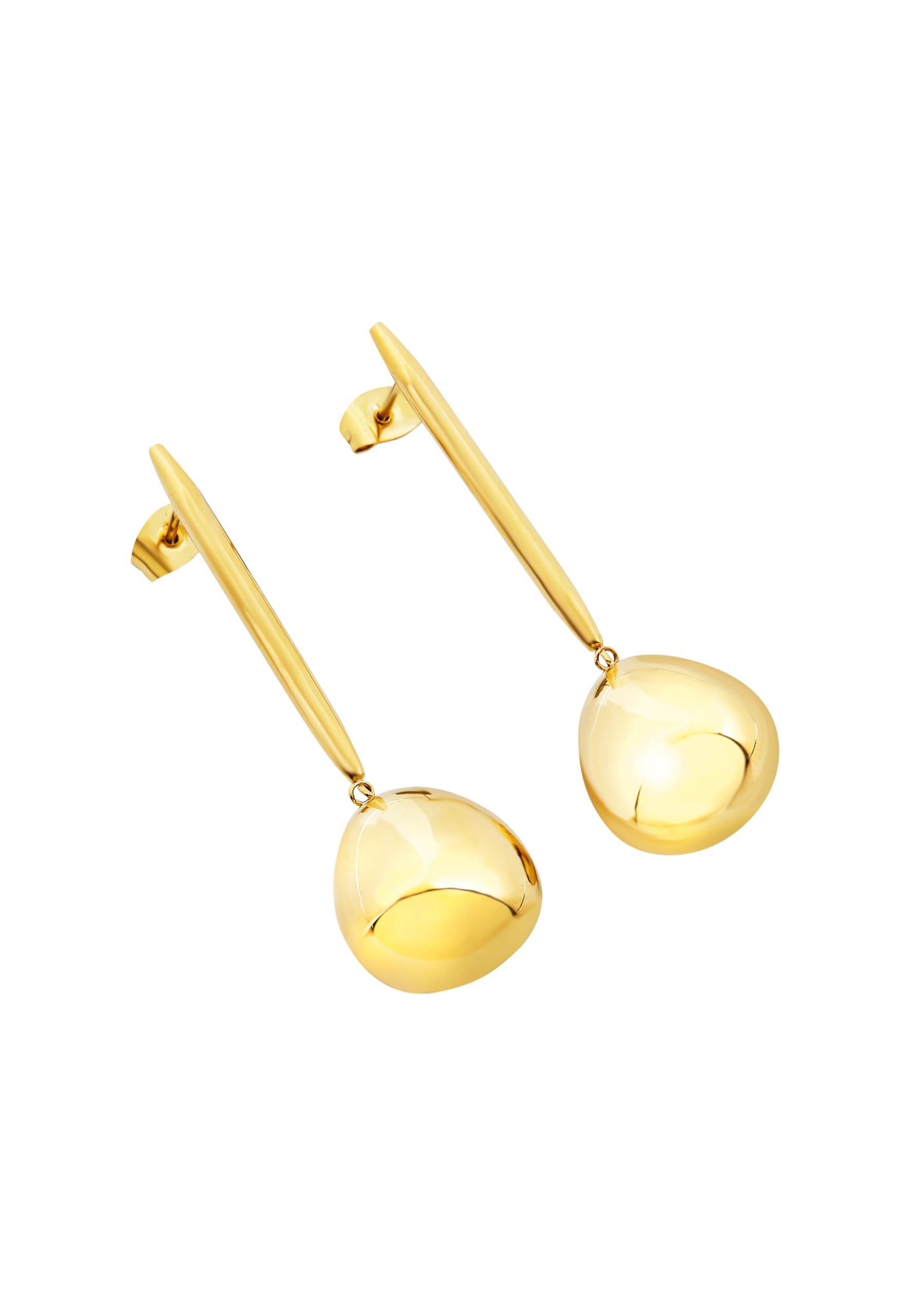 Breil, Collezione B Rocks, Orecchini Donna in Acciaio Lucido con Boule Sinuosa in Acciaio Lucido, Lunghezza 48mm, Chiusura a Farfalla, Idea Regalo Donna