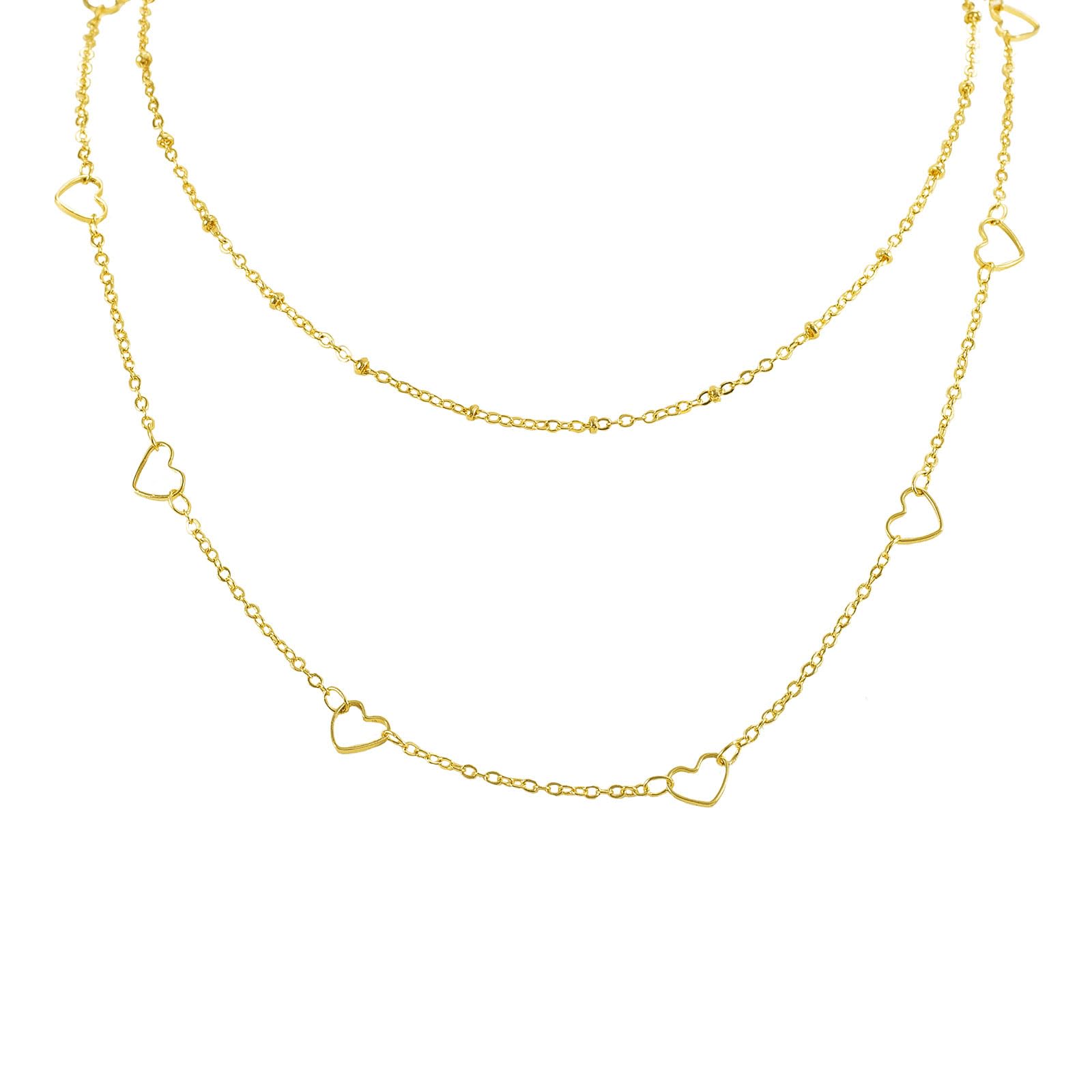EFFAN Love Heart Layered Necklaces Gold Choker Necklace Heart Chain Necklace for Women Dainty Gold Necklace for Teen Girls Mothers Day Jewelry Gifts, Gold Plated