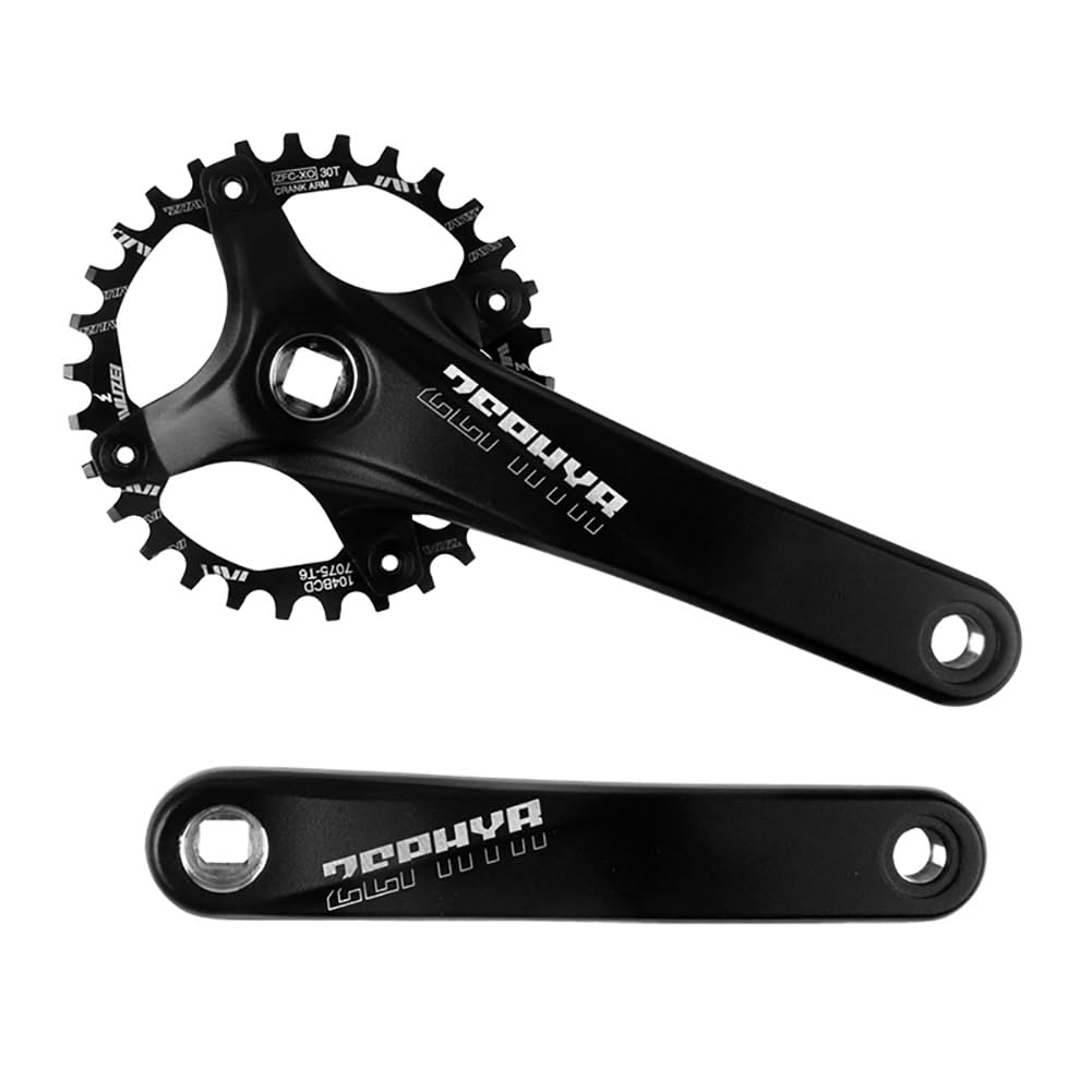 Guarnitura per Mountain Bike 170/175 mm, Perno Quadro, 104 velocità, 30-52 Denti, Corona Rotonda, pedivella in Lega di Alluminio, Compatibile con 8/9/10/11/12 velocità, Colore Nero.