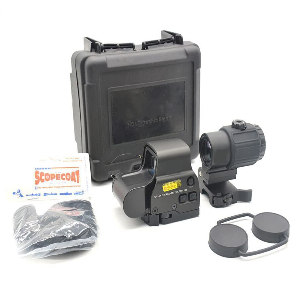 558 Red Green Dot Holographic Sight 3X Magnifier Reflex Scope Combo with Quick Release Mount Fit 20mm Rail Weaver Mount (Black)