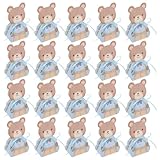 UKCOCO 50 Boîtes à Dragées pour Shower Ours Bleu Pliables en Papier Mini Boîtes Présents pour Fête D’anniversaire Bébé Coffret Souvenir 3d Ours pour Baptême et Naissance